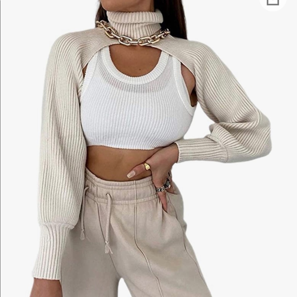 Turtleneck micro crop sweater